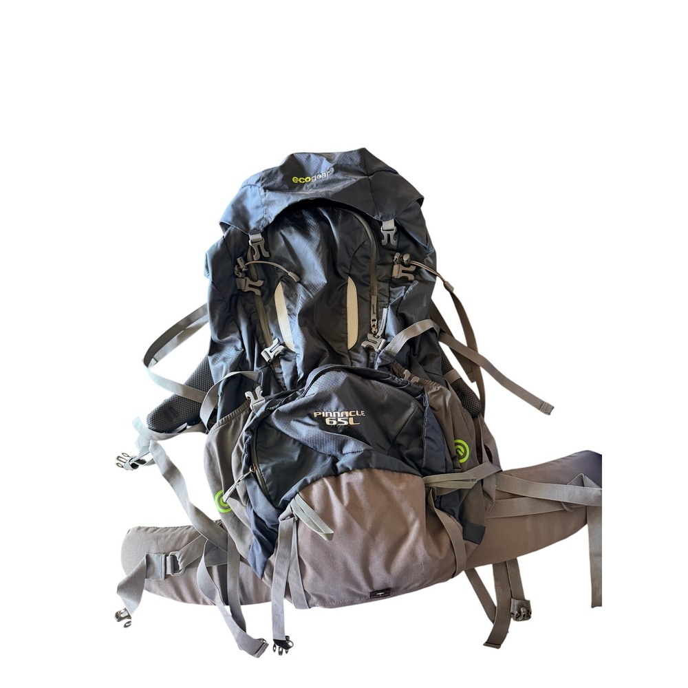 Ecogear Pinnacle 65L Backpack Black Gray Excellent Hiking Camping Trekking Pack